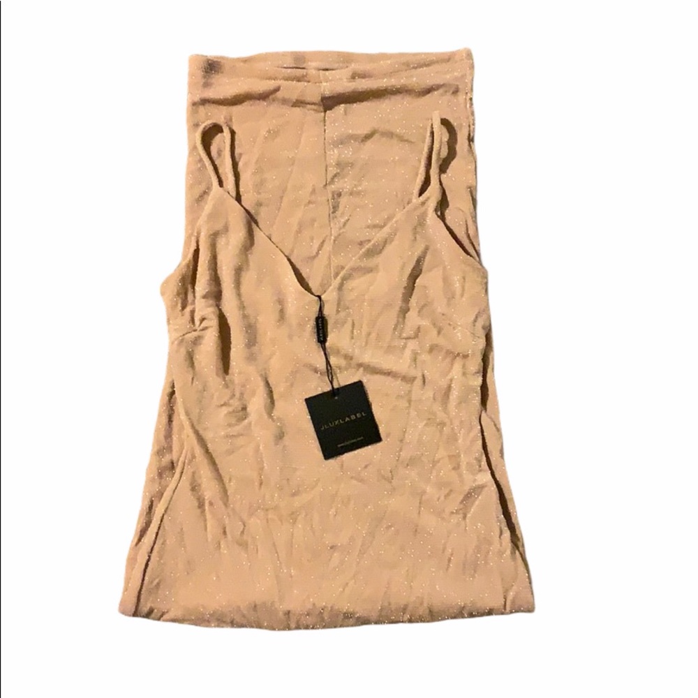 NWT JLUXLABEL Beige Nemah Shimmer Sparkle Dress